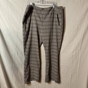 Women's brown plaid Cato's pants size 22 W Pockets Hi Rise 70s Vibe